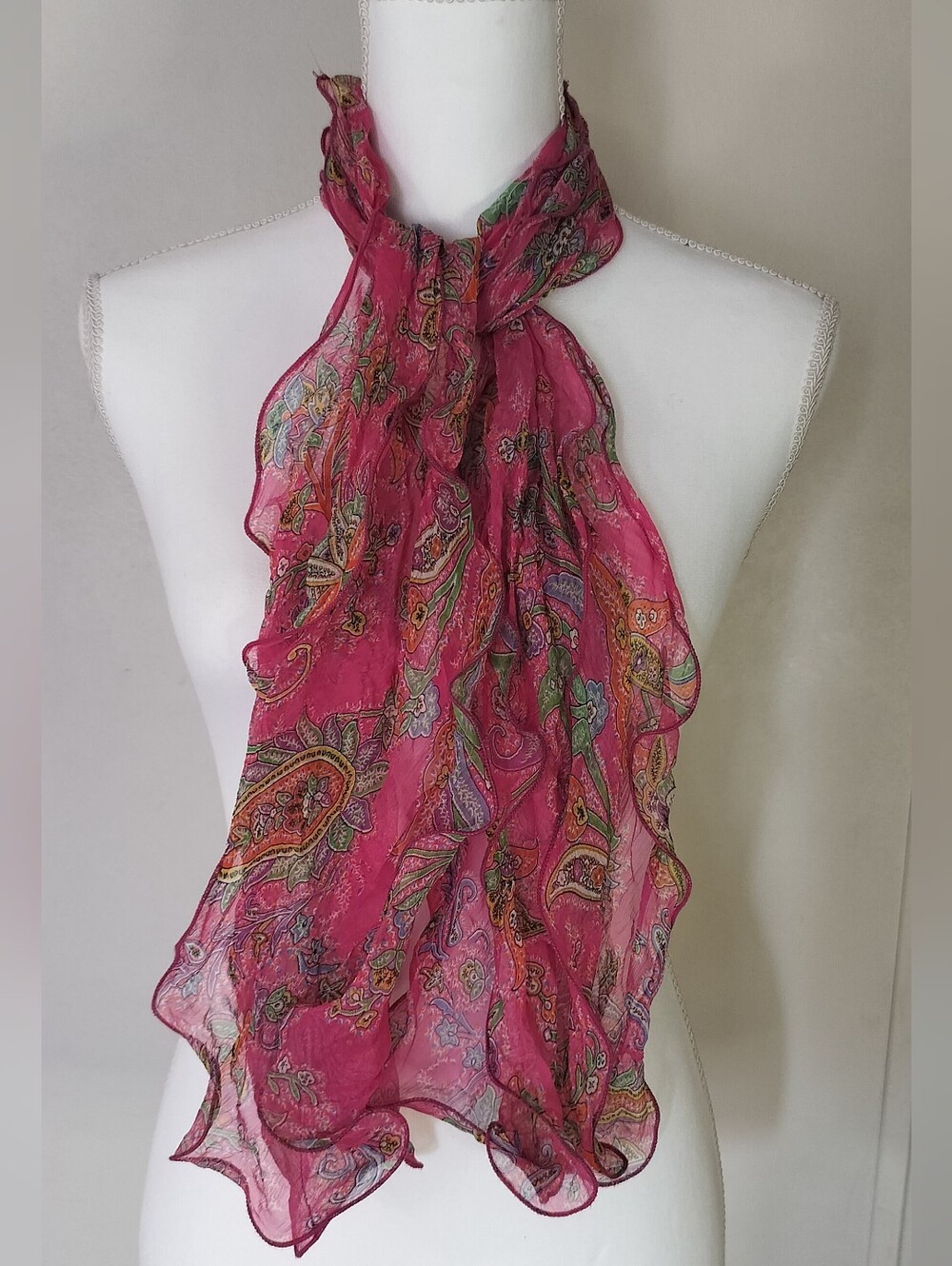 Lauren Ralph Lauren Fuchsia Paisley Sheer Scarf